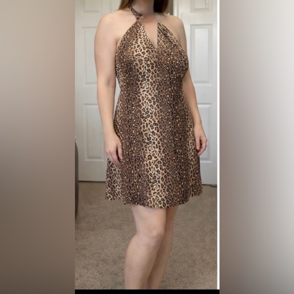 Leopard Print Halter Dress
